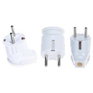 Вилка угловая с заземлением белая (А105) Вилка