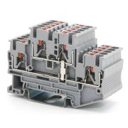 Клемма двухуровневая, зажим push-in, 4 кв.мм, серая (VPRTT-4-GY) Клемма проходная, 4 точки подключения