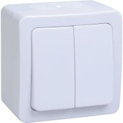 ГЕРМЕС PLUS Выключатель 2-клавишный ВС20-2-0-ГПБ открытой установки IP54 белый (EVMP20-K01-10-54-EC) Выключатель