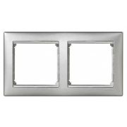 Рамка Valena 2 поста, алюминий/серебряный штрих (770352) Рамка