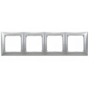 Рамка Valena 4 поста, алюминий/серебряный штрих (770354) Рамка