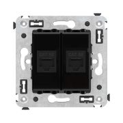 Розетка RJ-45 в стену, кат.5E, Avanti, двойная, черный квадрат (4402664) Розетка компьютерная