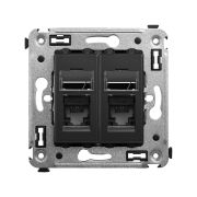 Розетка RJ-45 в стену, кат.5E, Avanti, двойная, черный матовый (4412464) Розетка компьютерная