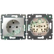 Розетка Valena 2К+З, со шторками, алюминий (770121) Розетка
