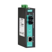 Медиаконвертер Ethernet 10/100BaseTX в 100BaseFX (многомодовое оптоволокно) в металлическом корпусе с расширенным диапазоном температур MOXA