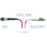 Патчкорд оптический MPO/UPC-8LC/UPC, DPX, MM (50/125 OM4), 1 метр