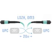 Патчкорд оптический MPO/UPC FF MM, 12 волокон, 20 метров (Cross)