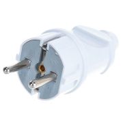 Вилка прямая с заземлением белая (А101) Вилка