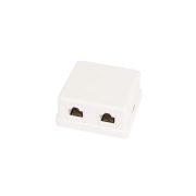 Настенная розетка NETLAN, 2 порта, Кат.5e (Класс D), 100МГц, RJ45/8P8C, 110, T568A/B, неэкранированная, белая, уп-ка 10шт.