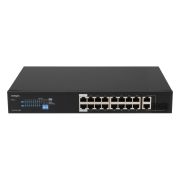 Неуправляемый 16 портовый PoE коммутатор PUS-2C16L-250R с возможностью установки в стойку
