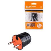 Вилка б/з черная с красной вставкой 10А 250В TDM (SQ1806-0210) Вилка