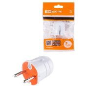 Вилка б/з белая с красной вставкой 10А 250В TDM (SQ1806-0209) Вилка