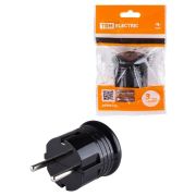 Вилка с/з круглая черная 10А 250В TDM (SQ1806-0200) Вилка