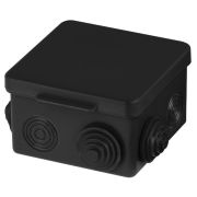 Распаячная коробка ОП 80х80х50мм, крышка, IP54, 7вх., черная TDM (SQ1401-0912) Распаячная коробка ОП