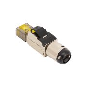 Коннектор SNR RJ45/8P8C под витую пару, Кат.8 (Класс I), 2000МГц, покрытие 50мкд, T568B, самозажимной, полный экран, металлик