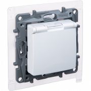 ETIKA розетка 1-местная с заземлением, с защитными шторками и крышкой, скрытой установки, белый (672226) Розетка